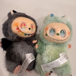 2 Green And Gray Monster Keychains 