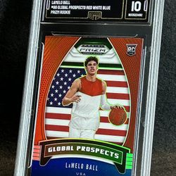 2020 Prizm Draft Picks 💥 Lamelo Ball 💥 Global Prospects Red White & Blue Prizm Rookie GMA 10 💎 Mint - Charlotte Hornets