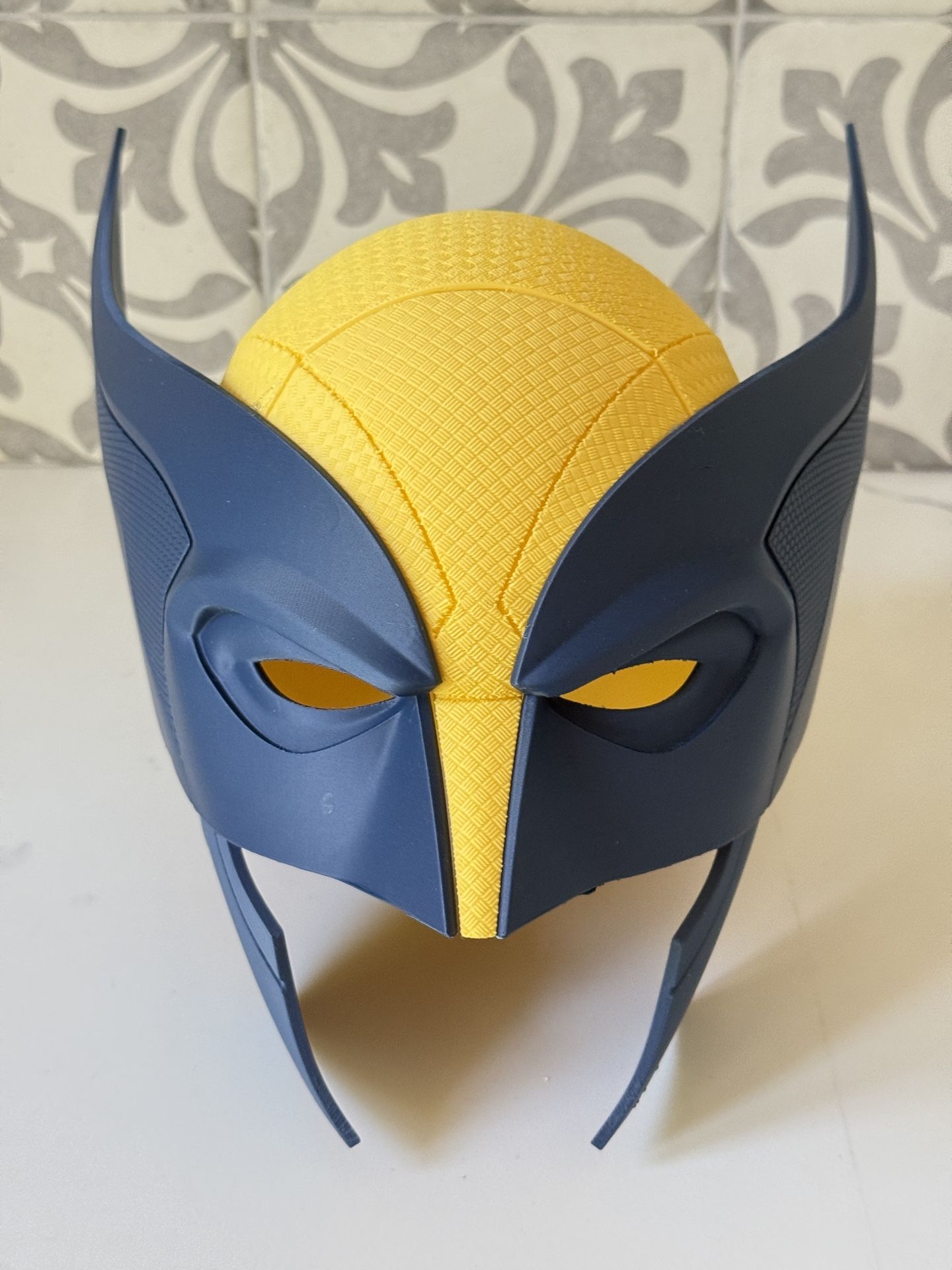 3D Printed Wolverine Mask | Blue & Yellow Cosplay Or Display Helmet