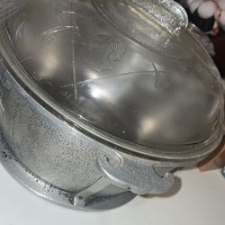 Vintage Guardian Service Ware 8” Cast Aluminum Round Casserole Set Glass Lid  