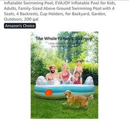 EVAJOY Family Inflatable Swimming Pool 200 Gal