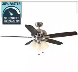 Hampton Bay Rockport 52 in. Indoor LED Brushed Nickel Ceiling Fan with Light