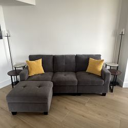 Charcoal Couch And Ottoman 