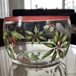Poinsettia Hand Painted Bowl