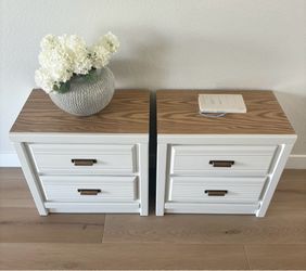 Timeless Refinished Night Stand Set With Wood Tops | Delivery Available