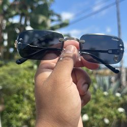 Cartier. Rimless Black Lens Sunglasses! 