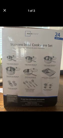 Mainstays Stainless Steel Cookware Set, 24-piece