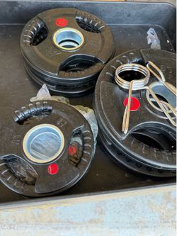 Brand new 35 lb solid hard rubber Olympic weight plate from Signature Fitness