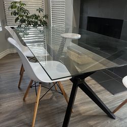 Glass dining table and 4 chair set