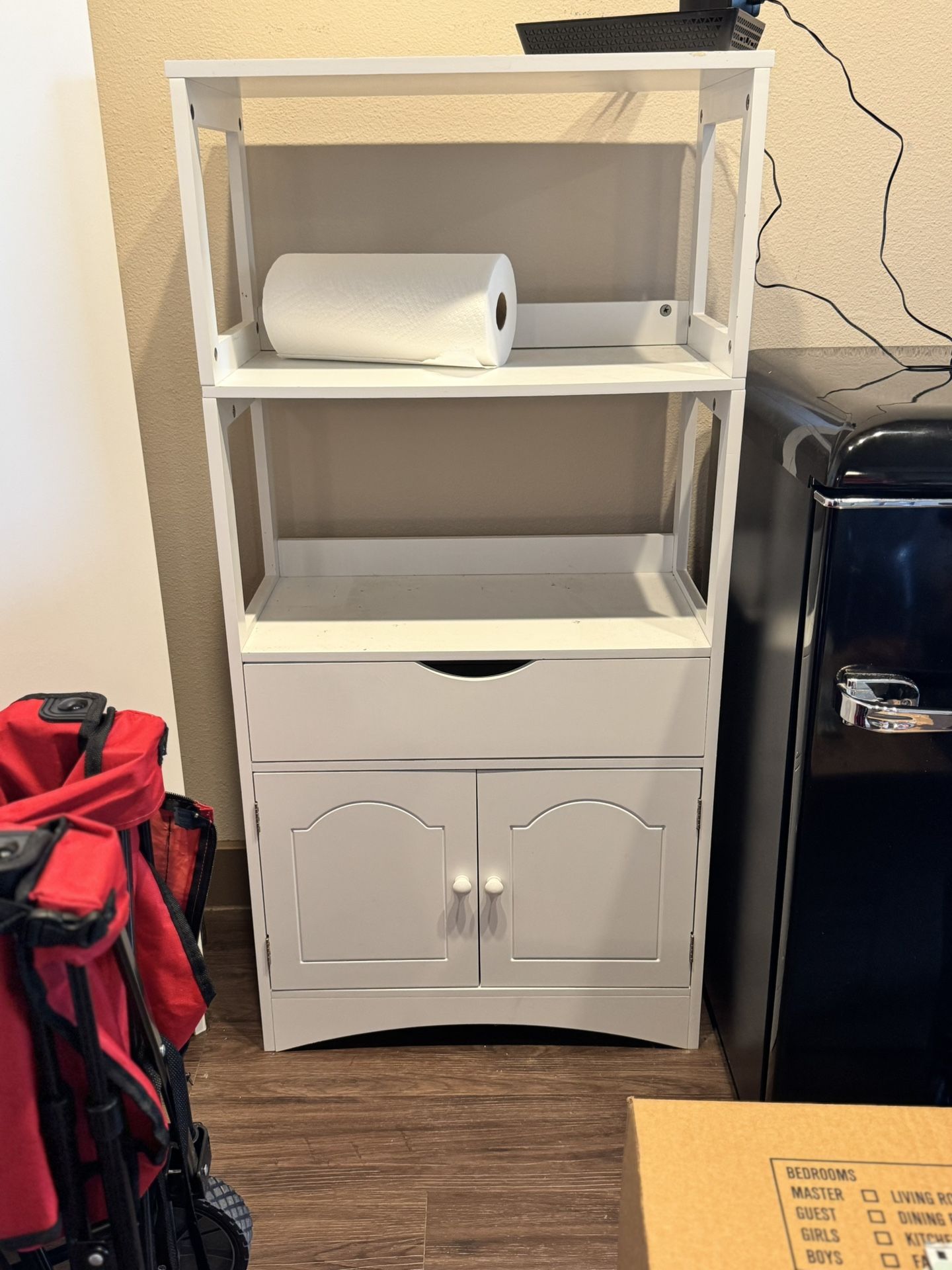White Storage Cabinet with Shelves – 2 Available (1 New in Box)