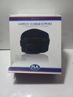 FLA Lo-Plus Lumbar Support w/ Stabilizing Posterior Panel Suppport Sm Black NEW