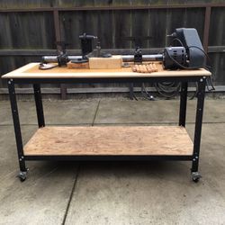 Craftsman 12” Wood Turning Lathe And Rolling Table