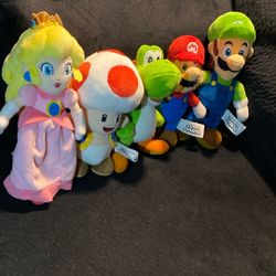 Nintendo Plush Collection Five Piece Set Princess Towed Yoshi, Mario Luigi