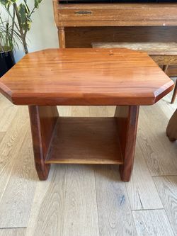 Pair of Koa Octagonal Wood End Tables