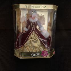 Rare 1996 special edition holiday Barbie with stand in box.