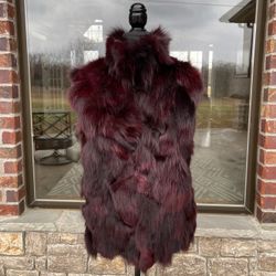 Genuine Real Fox Fur Vest Women’s S/M Red Dyed Fox 