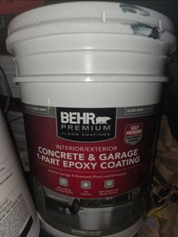 BEHR PREMIUM
5 gal. Slate Gray Self-Priming 1-Part Epoxy Satin Interior/Exterior Concrete and Garage Floor Paint