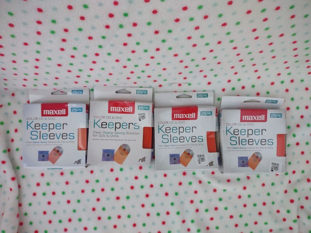 Maxell CD/DVD Keeper Sleeves - Multi-Color [25 Sleeves Each Pack. Lot Of 4