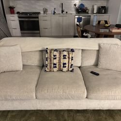 White Linen Couch with Pillows