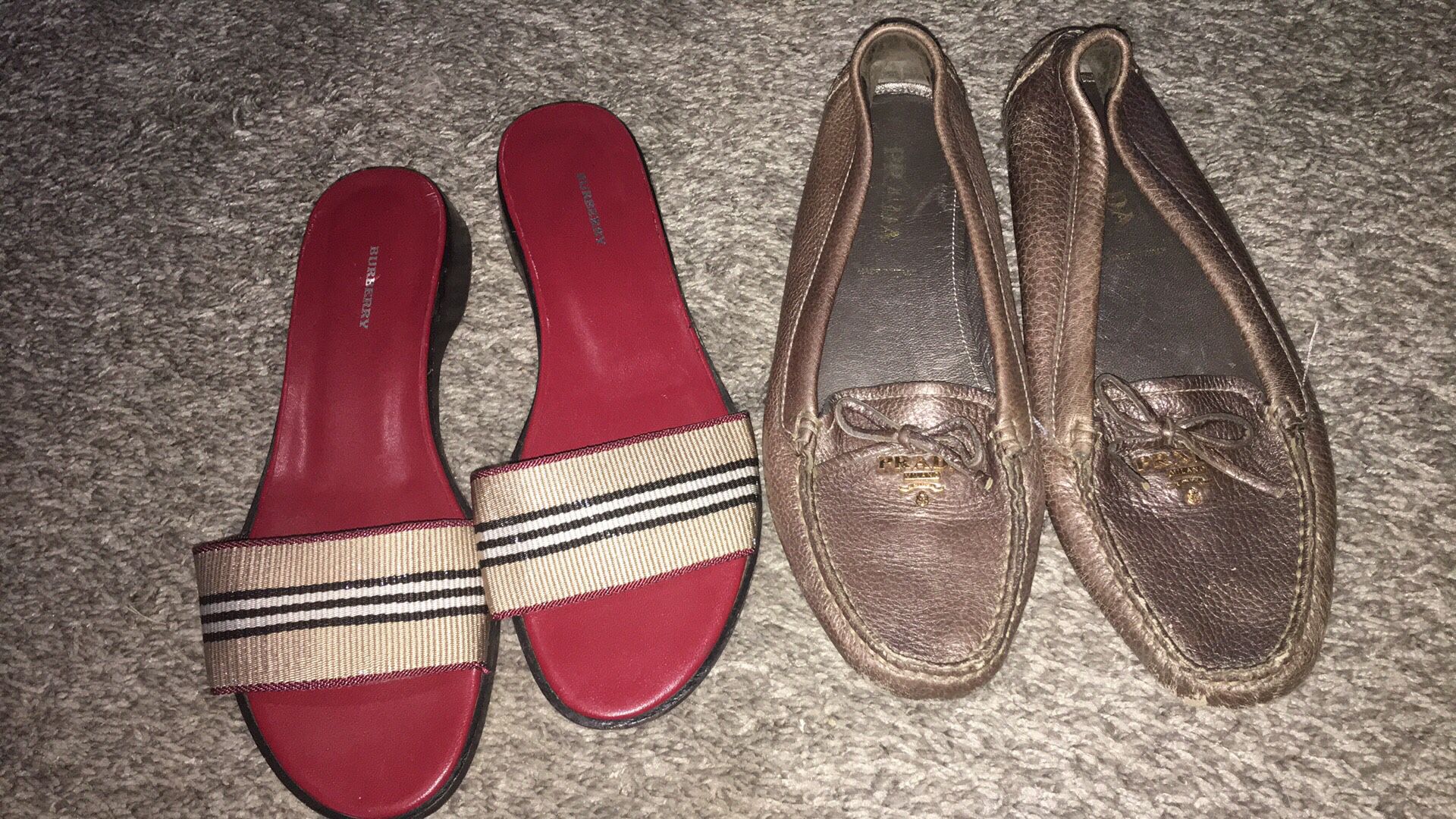 Authentic Prada and Burberry shoes size 7.5