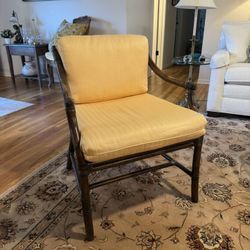 Inspired Hollywood Regency Rattan Bamboo Chair, With Custom Fit Cushion