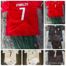 Soccer  kids sizes Jerseys jersey Ronaldo futbol Portugal 🇵🇹 Messi Argentina set Ronaldosizes22,24,26,28,4,6,7,8,9,10,11,12 years old Neymar jr Bras