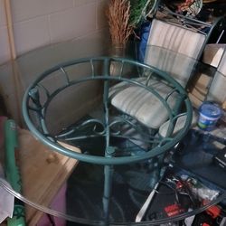 Wrought Iron Table W/ Beveled Glass Top And 4 Chairs