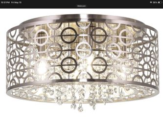Modern Crystal Flush Mount Ceiling Light Chandelier Chrome