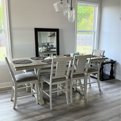 Teganville Counter Height Dining Table Set 4 Chairs w/ Bench