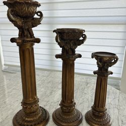 Elephant Pillar Centerpiece Candle Holder Set of 3