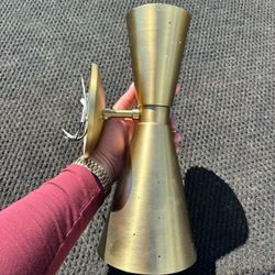 2-Light Gold Pinhole Horn Wall Sconce with Light Direction of Up and Down Hourglass Shaped Industrial Wall Sconce Lamp