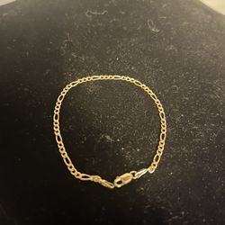 14k Figaro Diamond Cut Gold Bracelet 1.2 Grams 7 Inch 