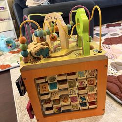 Wooden activity cube- Zany zoo