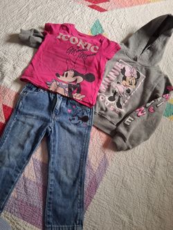 Minnie Mouse Graphic Shirt, Sweatshirt & Jeans Size 2T-4T