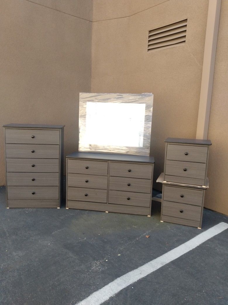 Gray Matte Bedroom Dresser Furniture Set - New