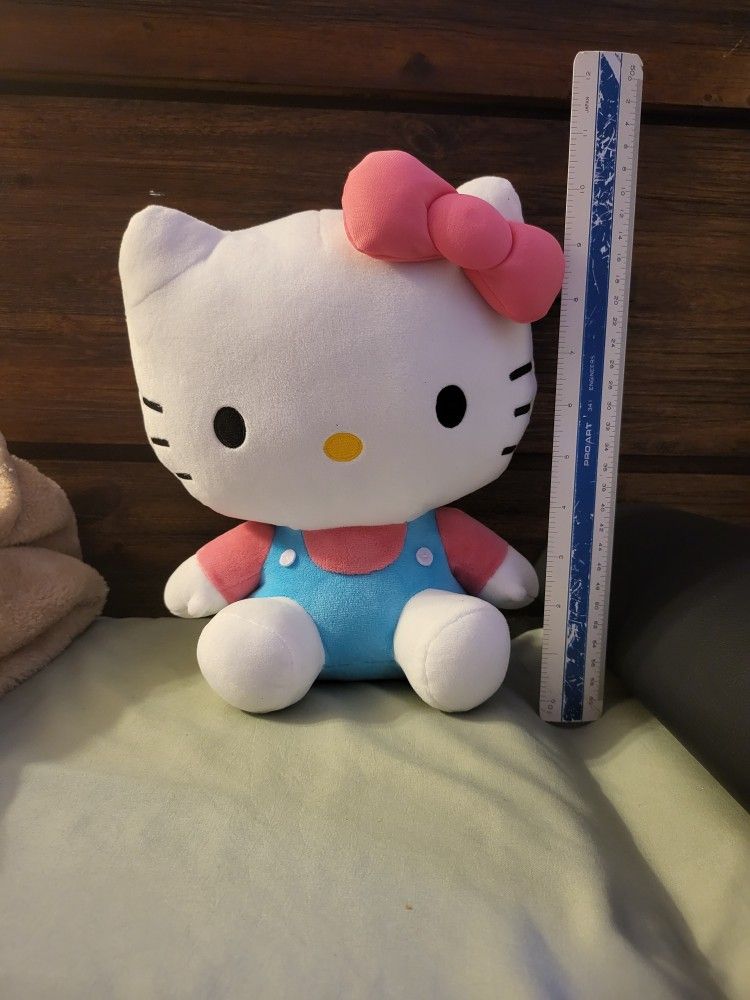 Pink/blue Overalls Hello Kitty Plush