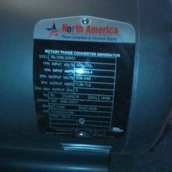 North American Rotary Phase Converter Generator 