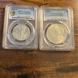 1921-S Morgan Silver Dollar & 1946-D Walking Liberty Half Dollar