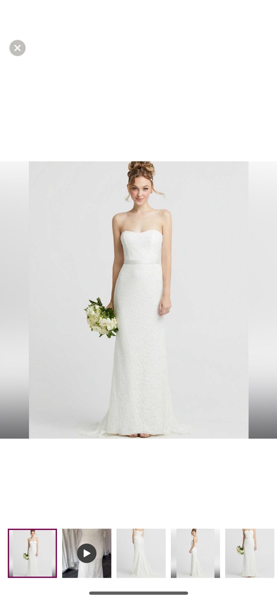 STRAPLESS SEQUIN LACE TRUMPET WEDDING DRESS IN IVORY