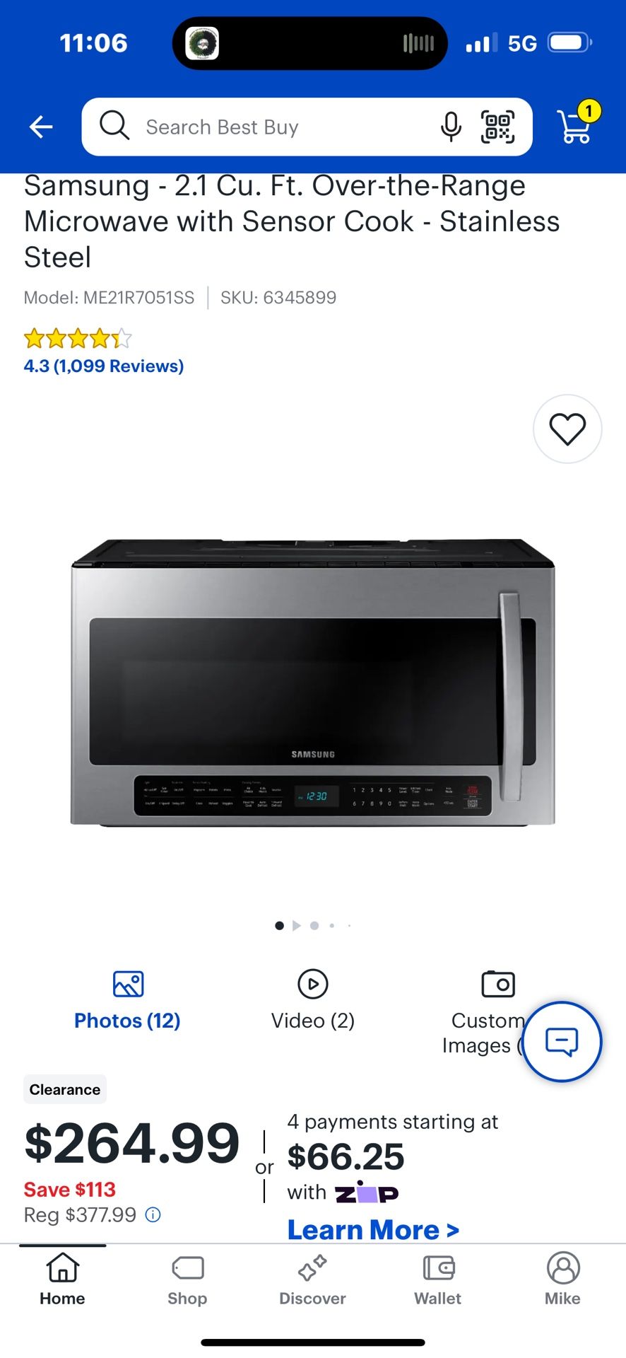 NEW SAMSUNG STAINLESS STEEL OVER THE RANGE MICROWAVE WITH FACTORY WARRANTY 11/9/24