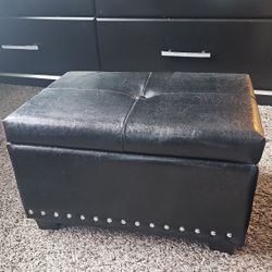 MUST GO! MAKE OFFER! NEW Black PU Leather OTTOMAN Storage 
