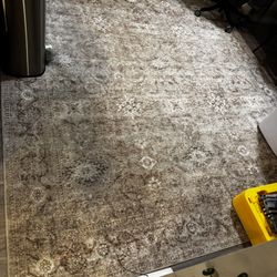 8’ x 10’ Neutral Vintage-Style Synthetic Area Rug –Great Condition