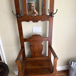 Antique Oak Hall Tree