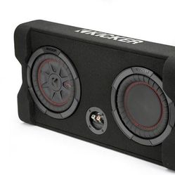 Kicker 48TRTP82 Sealed downward-firing enclosure with CompRT® 8" shallow-mount subwoofer and passive radiator