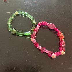 Pink And Green Bead Bracelets