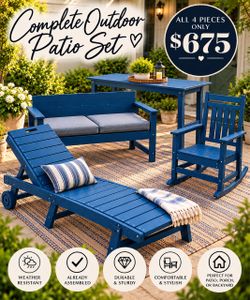 4-Piece Navy Blue Outdoor Patio Furniture Set