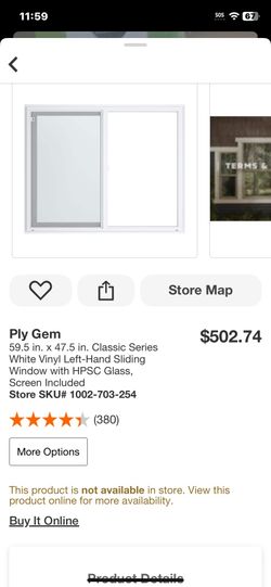 Ply Gem 59.5 in. x 47.5 in. Classic Series White Vinyl Left-Hand Sliding Window with HPSC Glass, Screen Included