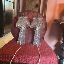Two Gorgeous Antique Glass Lamps !