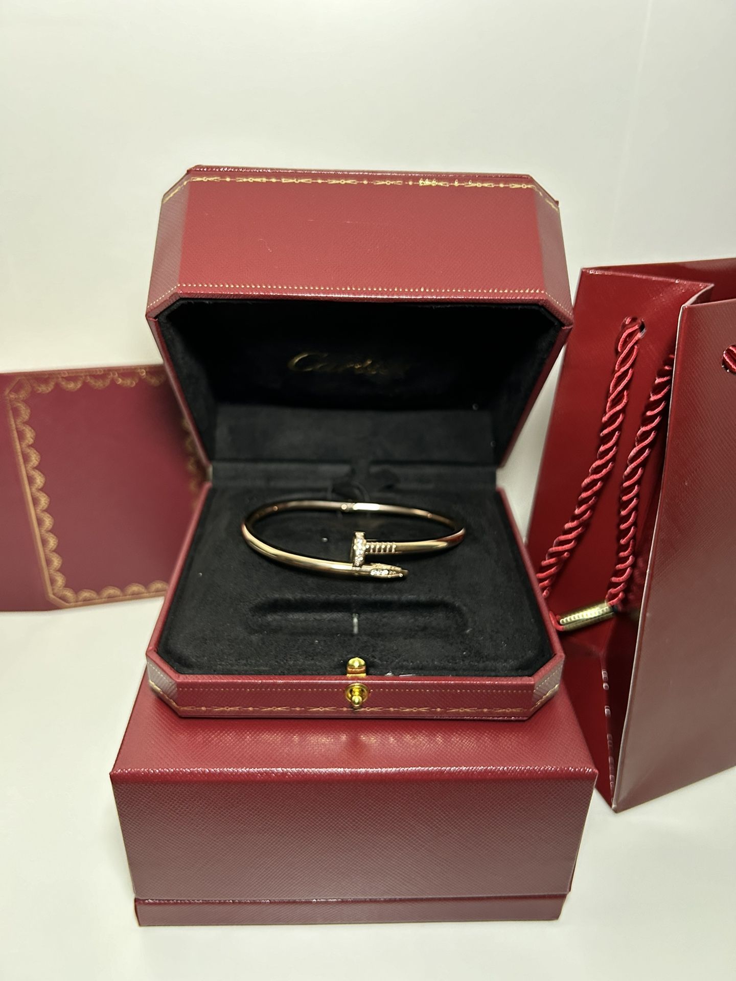 Rose Gold Filled Luxury Nail Bracelet With Diamonds & Box