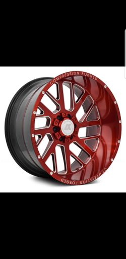 22x12 Axe candy red wheels with tires special(We finance)